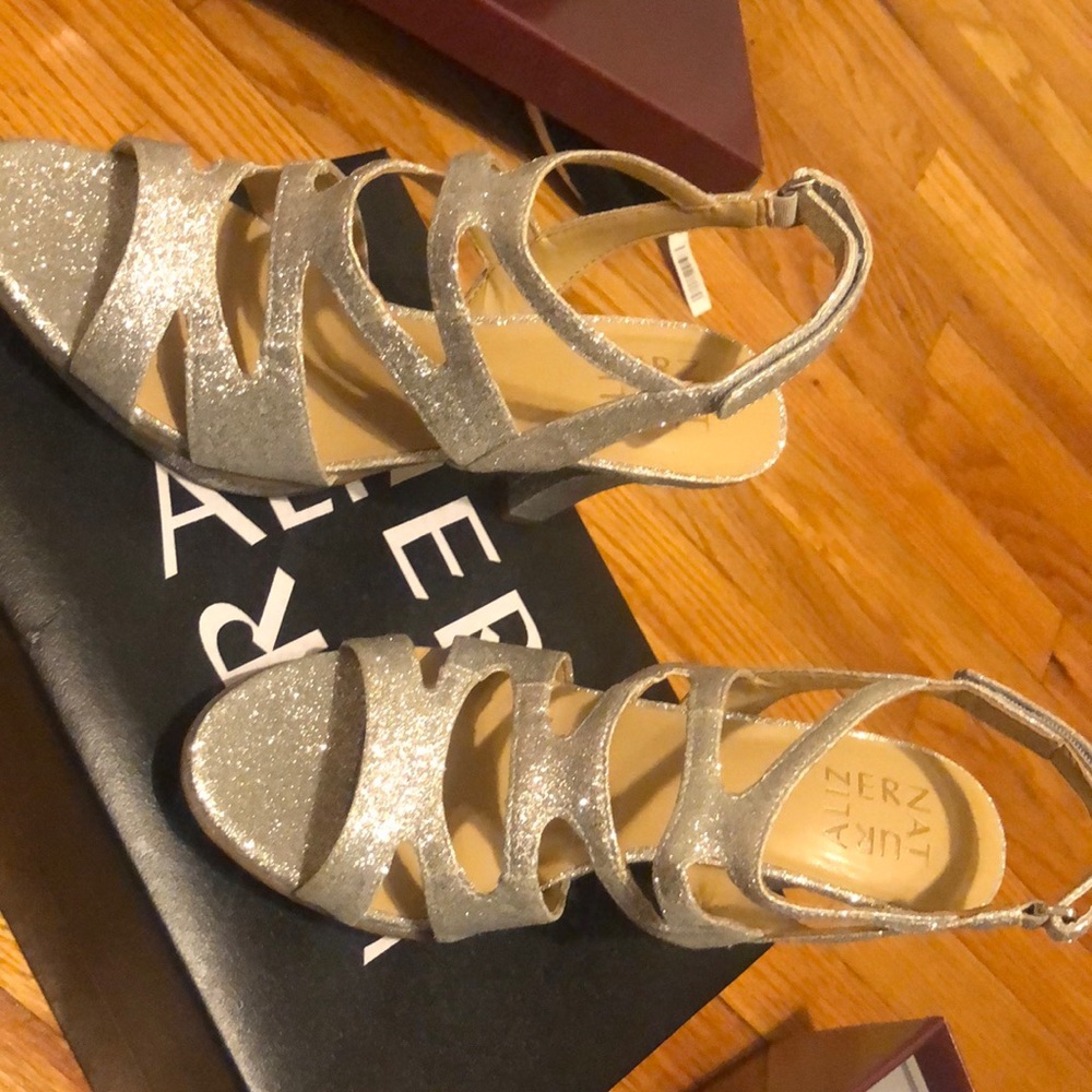 Silver metallic heels